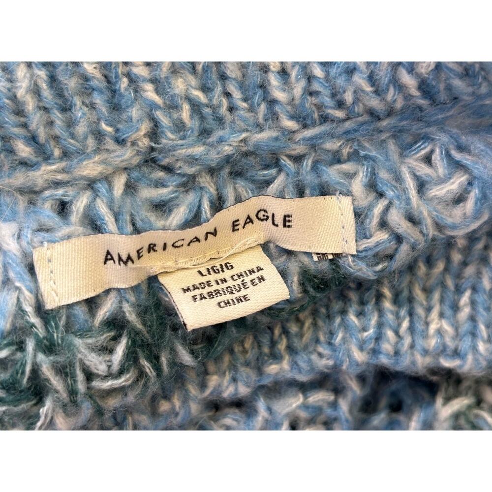 American Eagle Loose Knit Sweater Womens Size L Blues White Gray Oversized - Picture 3 of 8